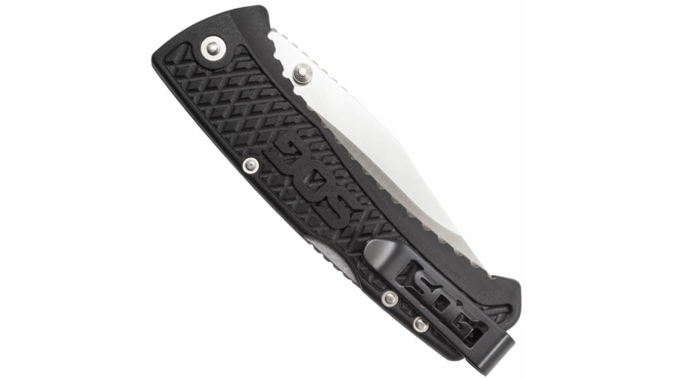 SOG Specialty Knives &amp; Tools Traction Folding Knife, 3.5in, 5Cr13MoV Blade, Clip Point, Black, Glass-Reinforced Nylon Handle, SOG-TD1011-CP