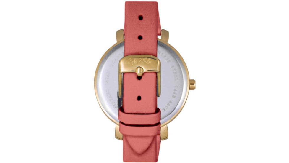 Sophie And Freda Key West Leather-Band Watch w/Swarovski Crystals, Gold/Dark Pink, One Size, SAFSF4304