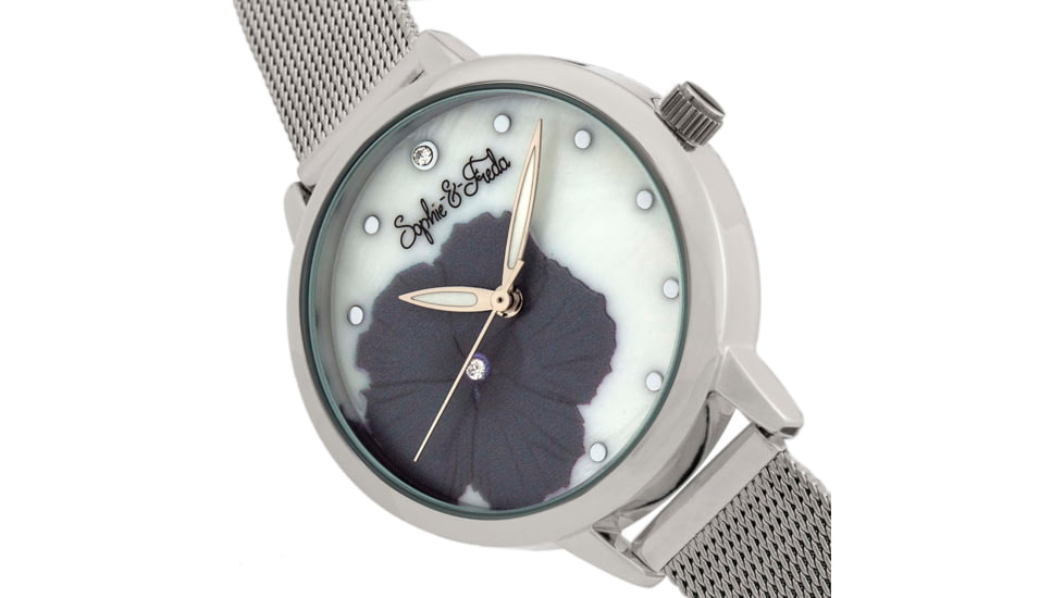 Sophie And Freda Raleigh Mother-Of-Pearl Bracelet Watch w/Swarovski Crystals, Grey, One Size, SAFSF5701
