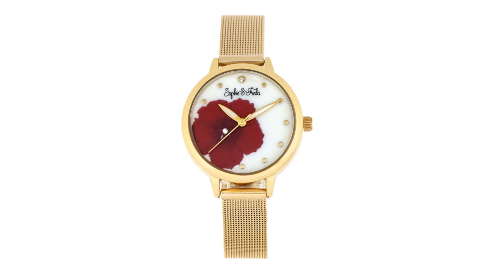 Sophie And Freda Raleigh Mother-Of-Pearl Bracelet Watch w/Swarovski Crystals, Red, One Size, SAFSF5703