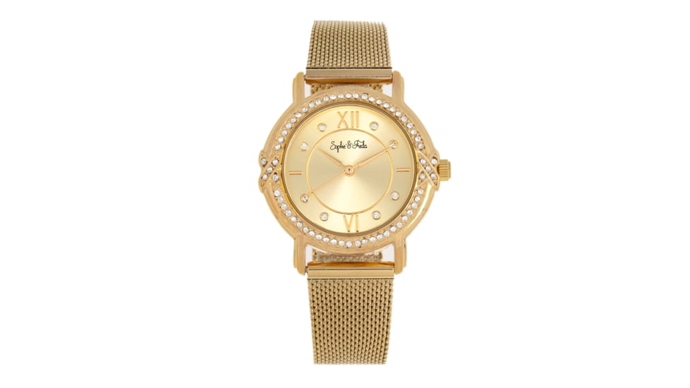 Sophie And Freda Reno Bracelet Watch w/Swarovski Crystals, Gold, One Size, SAFSF5403
