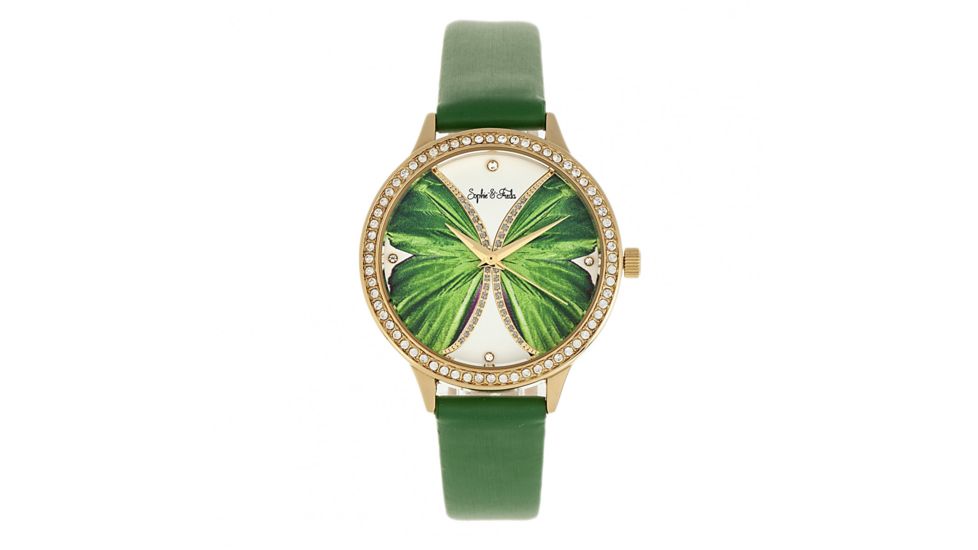 Sophie And Freda Rio Grande Leather-Band w/ Swarovski Crystals, Gold/Green, One Size, SAFSF4605