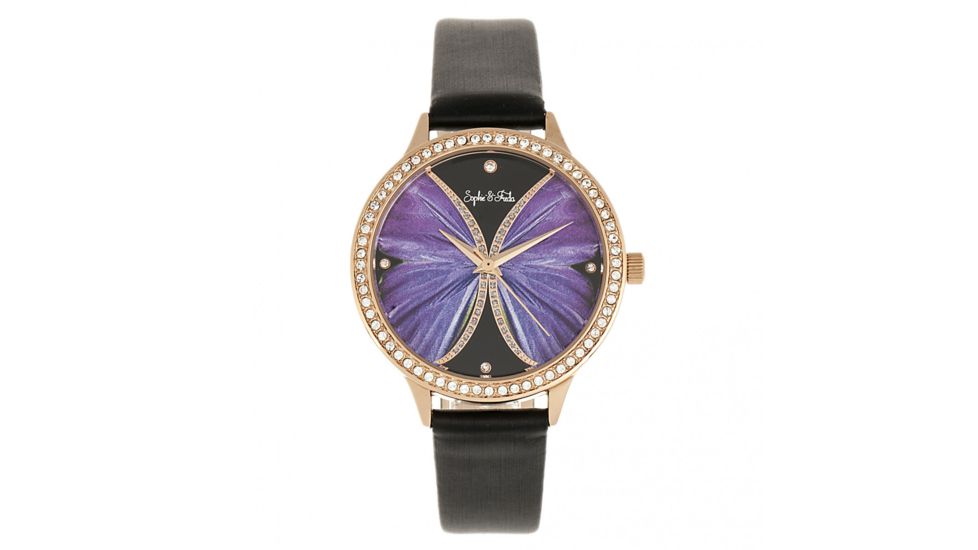 Sophie And Freda Rio Grande Leather-Band w/ Swarovski Crystals, Rose Gold/Black, One Size, SAFSF4606