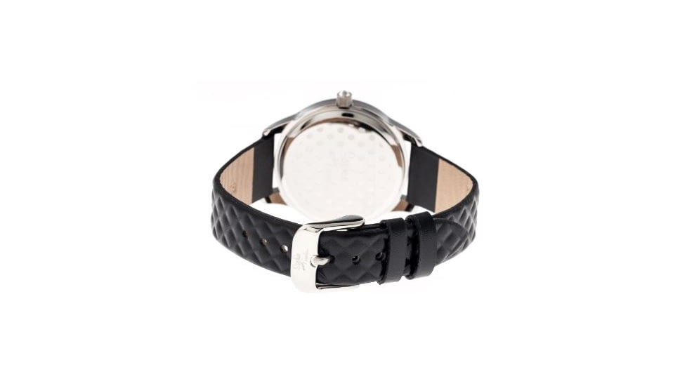 Sophie And Freda SF3205 Lancaster Ladies Watch, Black Leather Band, Silver Diamond Encrusted Case, Black Face SAFSF3205