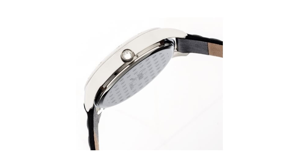 Sophie And Freda SF3205 Lancaster Ladies Watch, Black Leather Band, Silver Diamond Encrusted Case, Black Face SAFSF3205