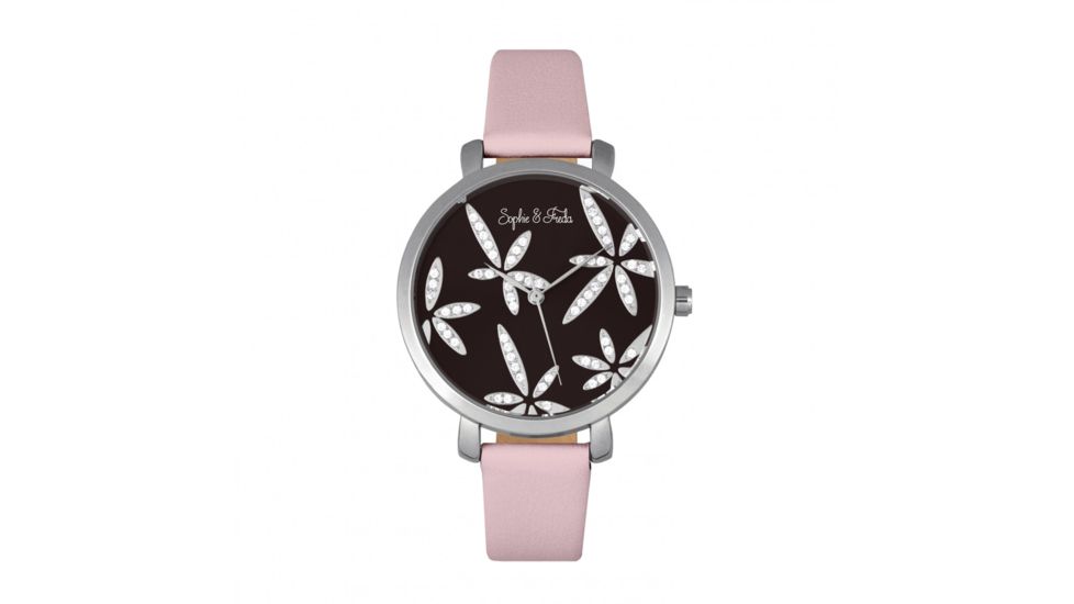 Sophie And Freda Key West Leather Band Watches w/Swarovski Crystals - Women's, Silver/Mauve, One Size, SAFSF4303