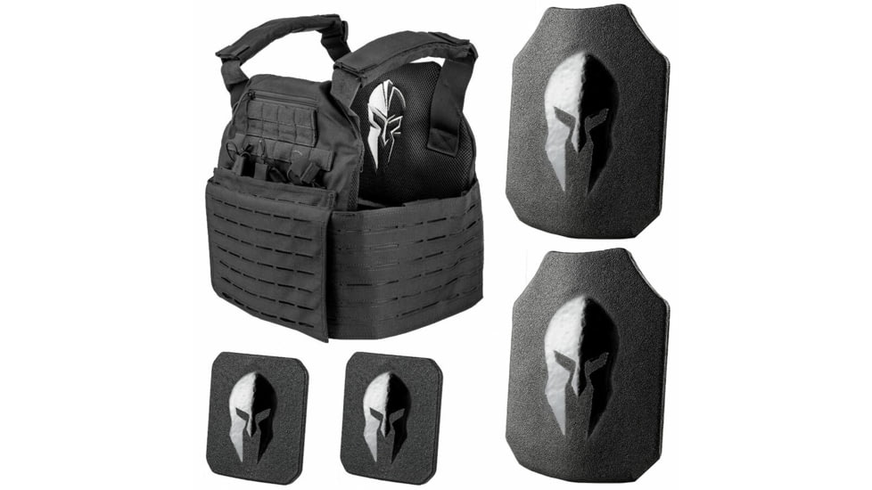 Spartan Armor Systems AR550 Level III+ Medium ESAPI Achilles Package, 9.5in x 12.5in, Single-Curved, Encapsaloc, Black, SAAR55095x125SHSCFCPKGACBK