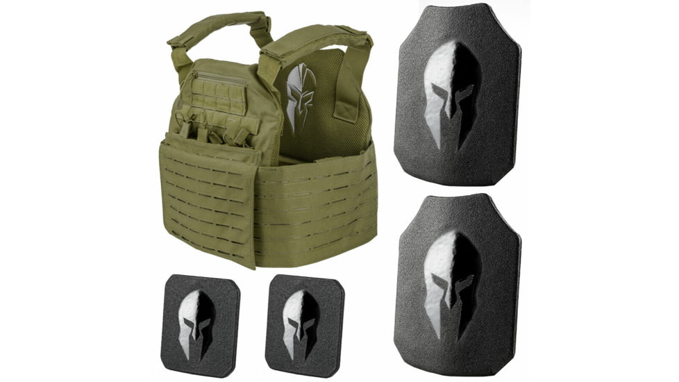 Spartan Armor Systems AR550 Level III+ Medium ESAPI Achilles Package, 9.5in x 12.5in, Single-Curved, Encapsaloc, OD Green, SAAR55095x125SHSCFCPKGACOD
