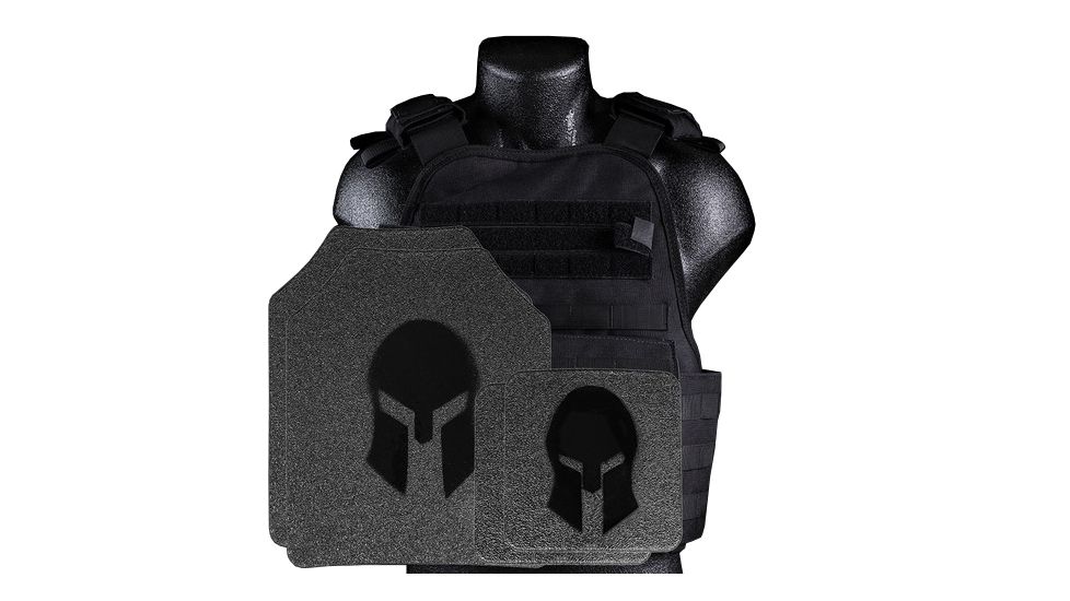 Spartan Armor Systems Armor/condor Mopc Plate Carrier And Omega AR500 Body Armor Platform Single Curve, Base Coat, Black, Medium-2XL SAS-PKG500-MOPC-KIT