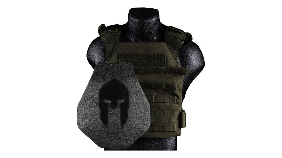 Spartan Armor Systems Armor/sentry Plate Carrier And AR500 Omega Body Armor Swimmers Cut Platform Single Curve, Base Coat, OD Green, Medium-Extra Large SAS-PKG500-SENTRY-OD-KIT