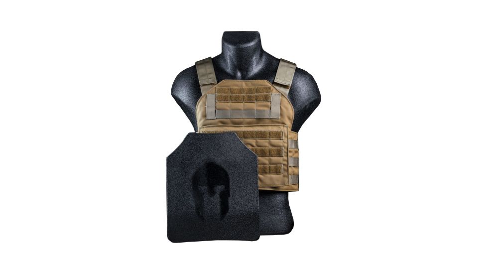 Spartan Armor Systems Armor Systems AR550 Bcs Plate Carrier And Body Armor Platform Single Curve, Base Coat, Coyote Tan, Medium-Extra Large SAS-PKG550-BCS-CT-KIT