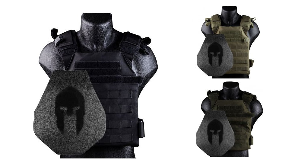 Spartan Armor Systems Armor/Sentry Plate Carrier and AR500 Omega Body Armor Platform, Black, Coyote Brown, OD Green