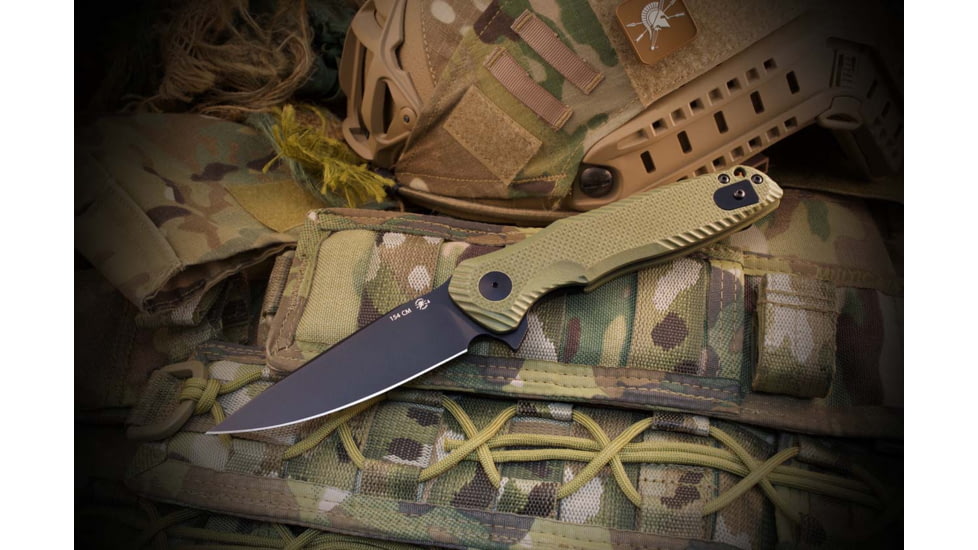 Spartan Blades POROS Green Folding Knife, 5.13in Closed, 3.75in Black Tini Coated 154CM SS Blade, Green G10 Handle, SFBL11GR