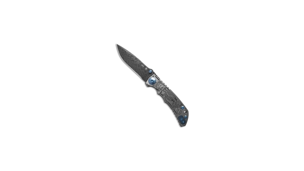 Spartan Blades Spartan Blades Harsey Folder Frame Lock Knife Memento Mori 4" C.N. Damascus, Gray, Damascus, adult, BHQ-200591