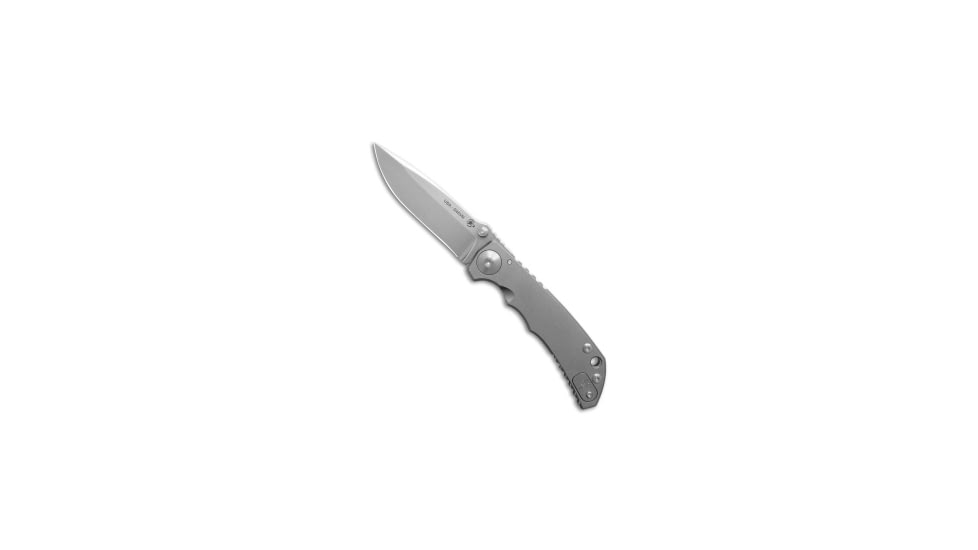 Spartan Blades Spartan Blades Harsey Folder Frame Lock Knife Titanium 3.8" Stonewash SF5SW, Gray, CPM S45VN, adult, BHQ-82118