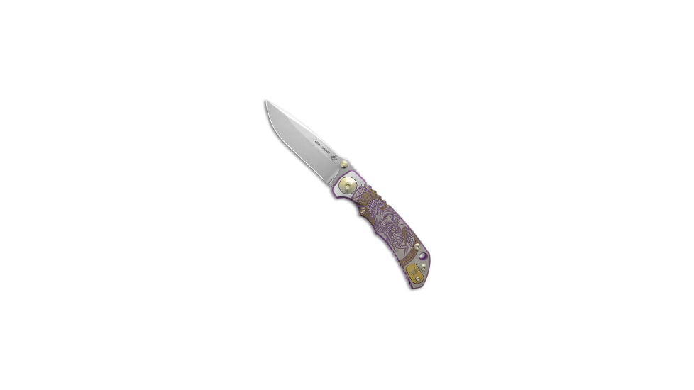 Spartan Blades Spartan Blades Harsey Frame Lock Knife Zeus Titanium 3.9" Stonewash, Gold/Purple, CPM S45VN, adult, BHQ-186804