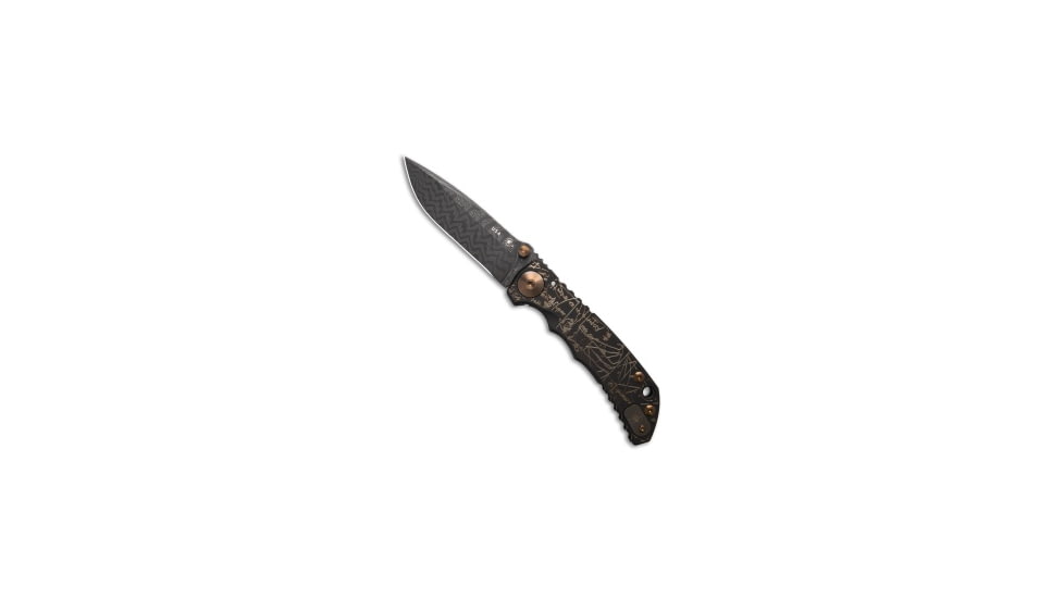 Spartan Blades Spartan Blades Harsey Knife Special Edition Black DiVinci Ti 3.9" Damascus, Black/Gold, Damascus, adult, BHQ-198147