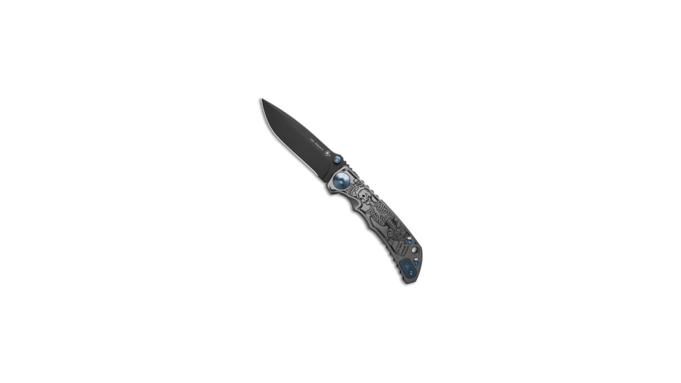 Spartan Blades Spartan Blades Harsey MagnaCut Folder Frame Lock Knife Memento Mori 4" Black, Gray, CPM MagnaCut, adult, BHQ-200592