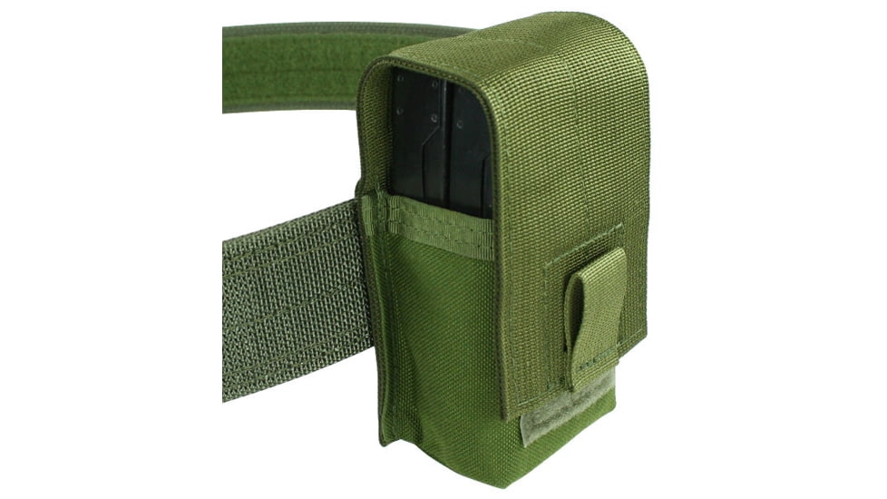 Specter Gear Belt Mounted Double 20 rd. Mini-14 5.56mm, Flapped Magazine Pouch, Fits up to 2in Wide Belts, OD Green, 1185 OD