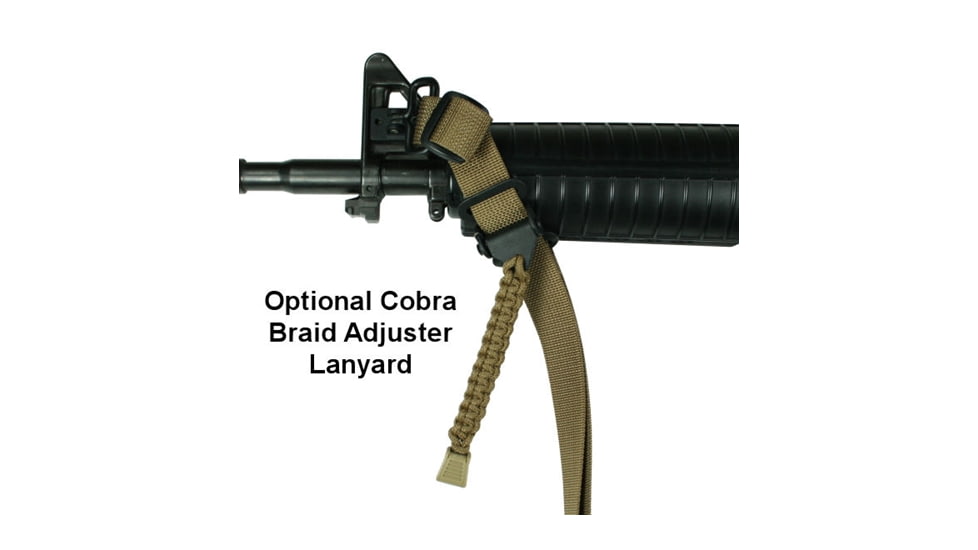 Specter Gear Raider 2 Point Tactical Sling, M-16 / AR-15, standard fixed stock, Braided Lanyard, Emergency Release, Black, 532 BLK-ERB-BL