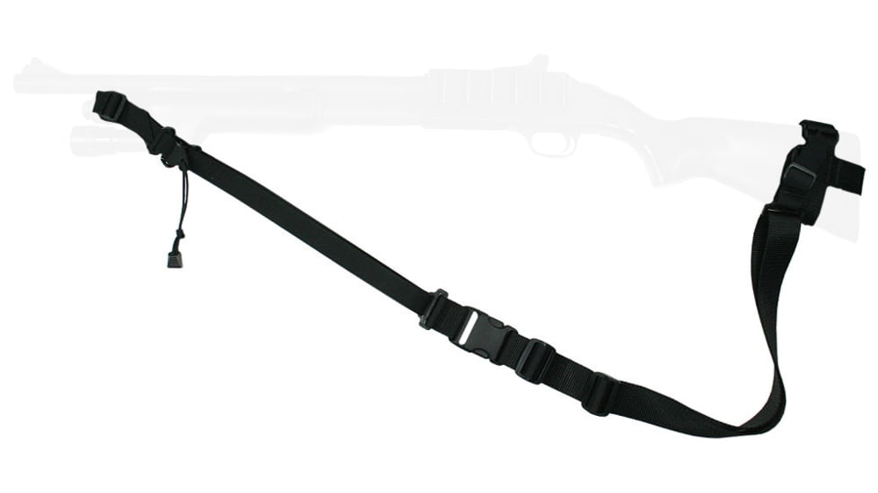 Specter Gear Raider 2 Point Tactical Sling, Mossberg 590 / 590A1, standard fixed stock, Braided Lanyard, Emergency Release, Black, 539 BLK-ERB-BL