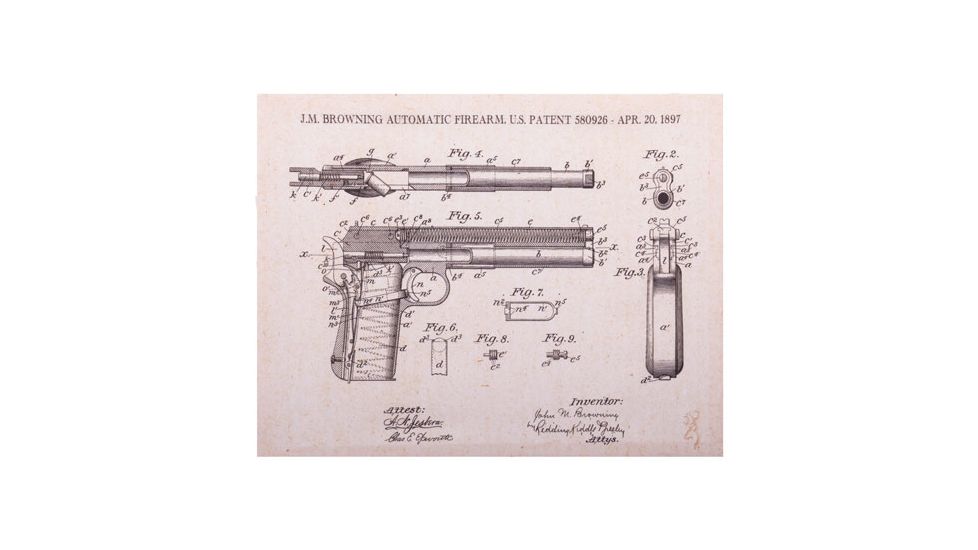 Spg International Spg Browning Canvas Print Colt 1902 Drawing 14''x11''