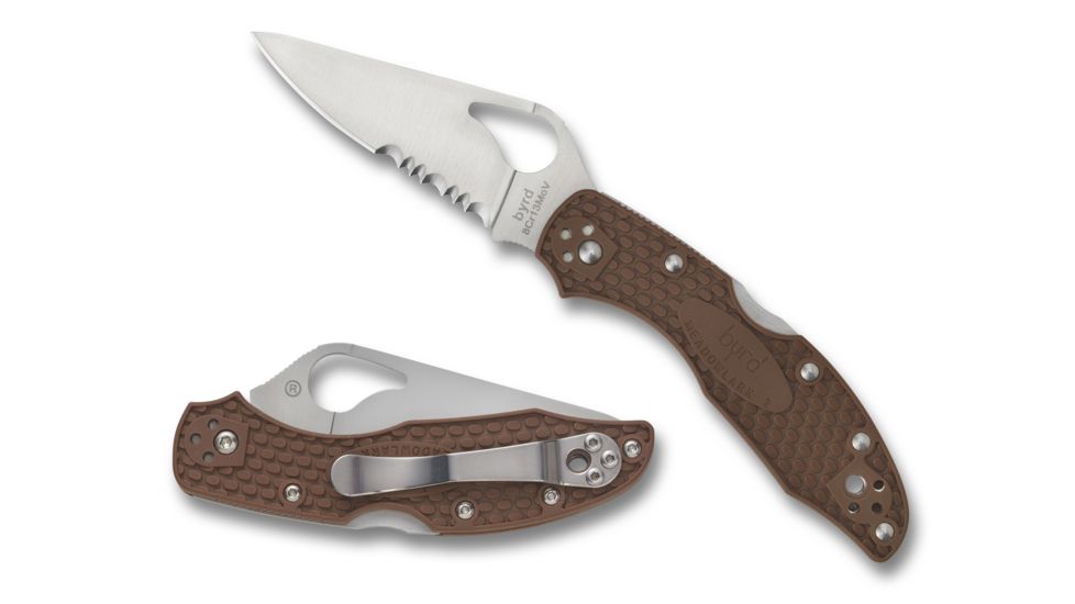 Spyderco Byrd Meadowlark2 Blue Frn Plainedge, Brown, BY04PSBN2