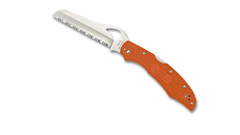 Spyderco Byrd Orange Cara Cara 2 Serrated Folding Lockback Knife, BY17SOR2