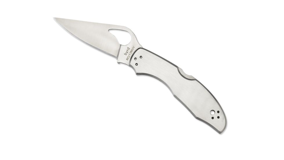 Spyderco Meadowlark 2 Folding Knife, 75 mm, Plain Silver Blade, Stainless Steel Handle, BY04P2