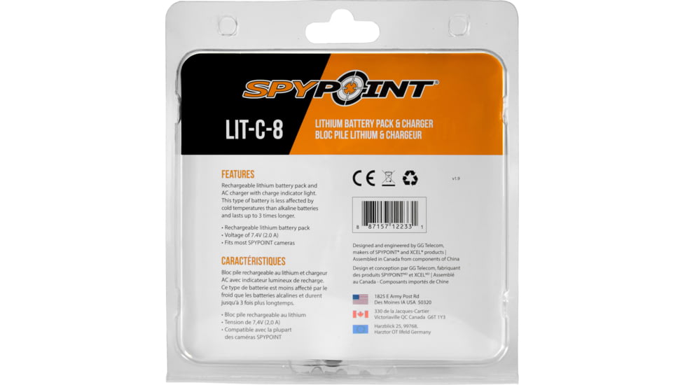 Spypoint Rechargeable Lithium Battery Kit, Black LIT-C-8