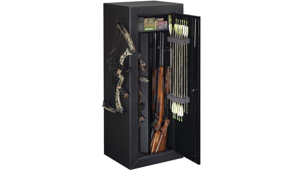 Stack-On Buck Commander Gun/Bow Cabinet Safe,21.50x18.75x57.63in,Silver/Black Hammertone AGC-408