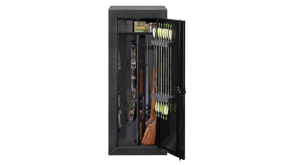 Stack-On Buck Commander Gun/Bow Cabinet Safe,21.50x18.75x57.63in,Silver/Black Hammertone AGC-408