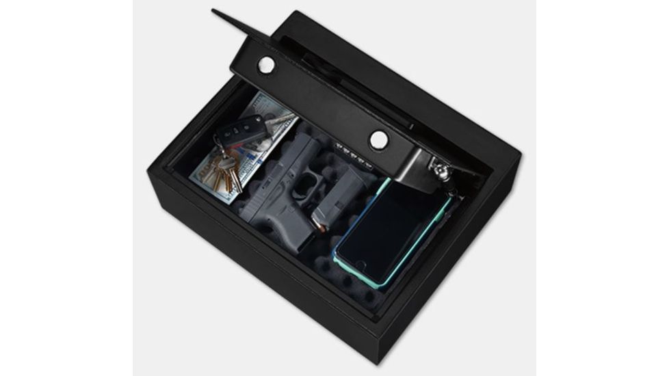 Stack-On Drawer Safe w/Biometric Lock,Matte Black PS-15-05-B