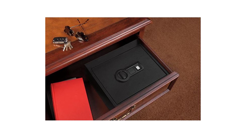Stack-On Drawer Safe w/Biometric Lock,Matte Black PS-15-05-B