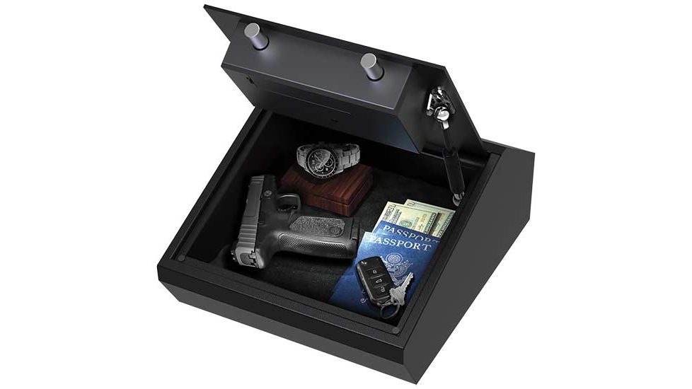 Stack-On Home Defense Auto Open Tabletop Safe with Electronic Lock, SHD-AOTT-BG-E