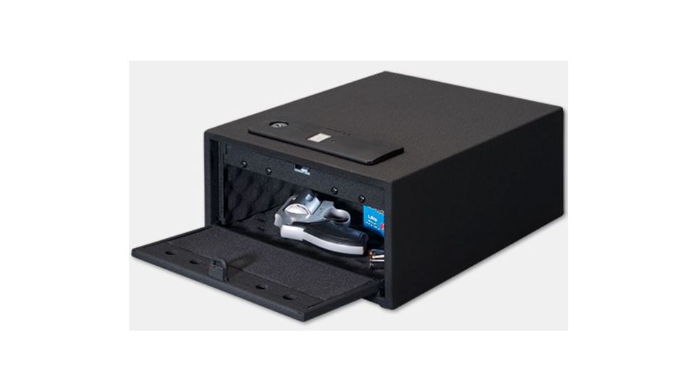 Stack-On Quick Access Personal Safe w/Biometric Lock,10x12.15x5.35in,Matte Black QAS-1545-B