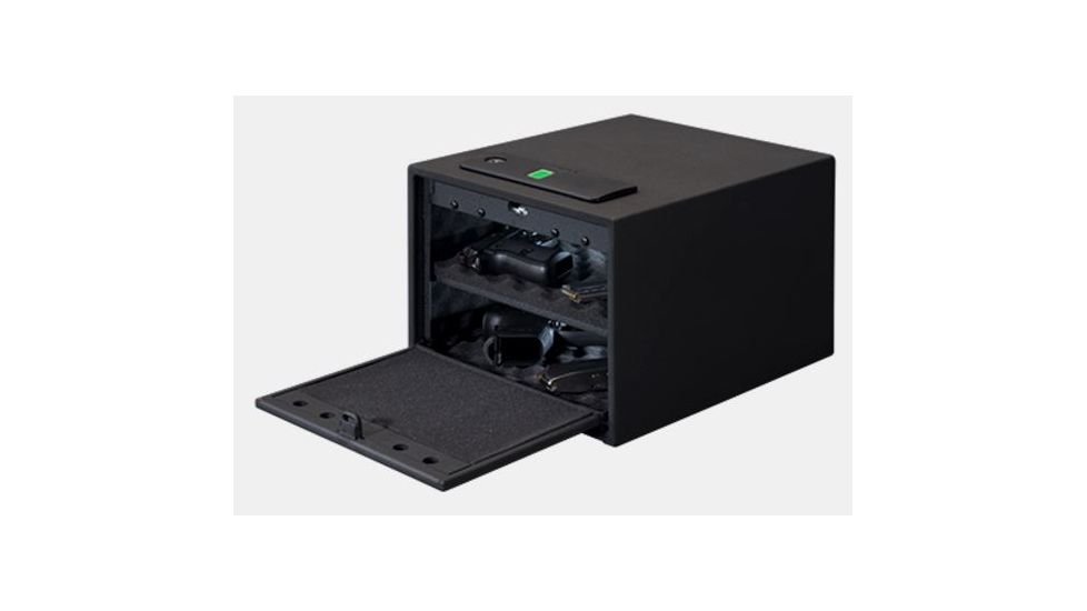 Stack-On Quick Access Safe w/Biometric Lock and Shelf,10x12.15x8.0in,Matte Black QAS-1512-B