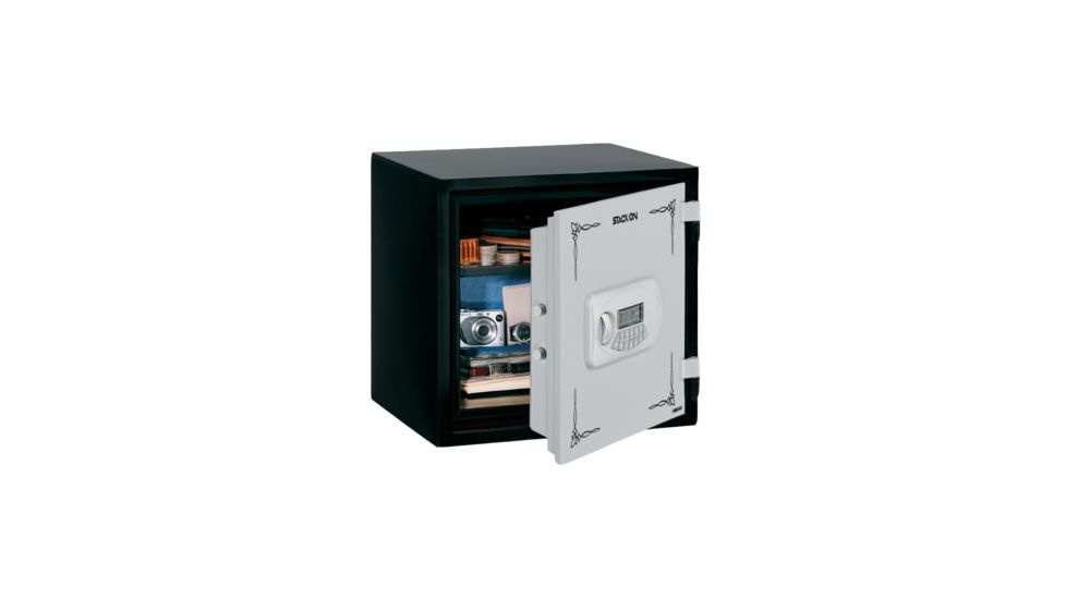 Stack-On Small Personal Safe, Electronic Lock, 90-Minute/1700 Degree Fire Rated, Matte Black/Silver, Silver/Black, Medium PSF-809K