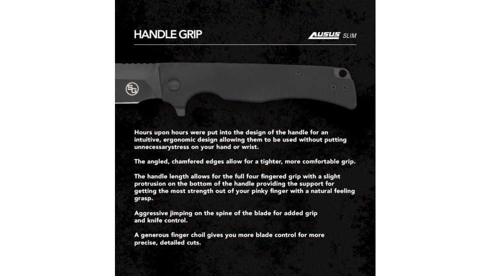 StatGear Ausus-Slim Folding Knife, 3.125in, D2 Steel, Reverse Tanto, G10, Black, AU-SLIM-BLK