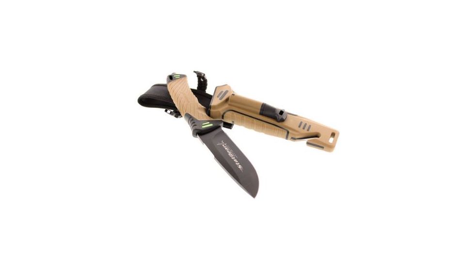 StatGear Surviv-All Outdoor Knife with Firestarter, Sharpener and Cord Cutter, Brown 99416