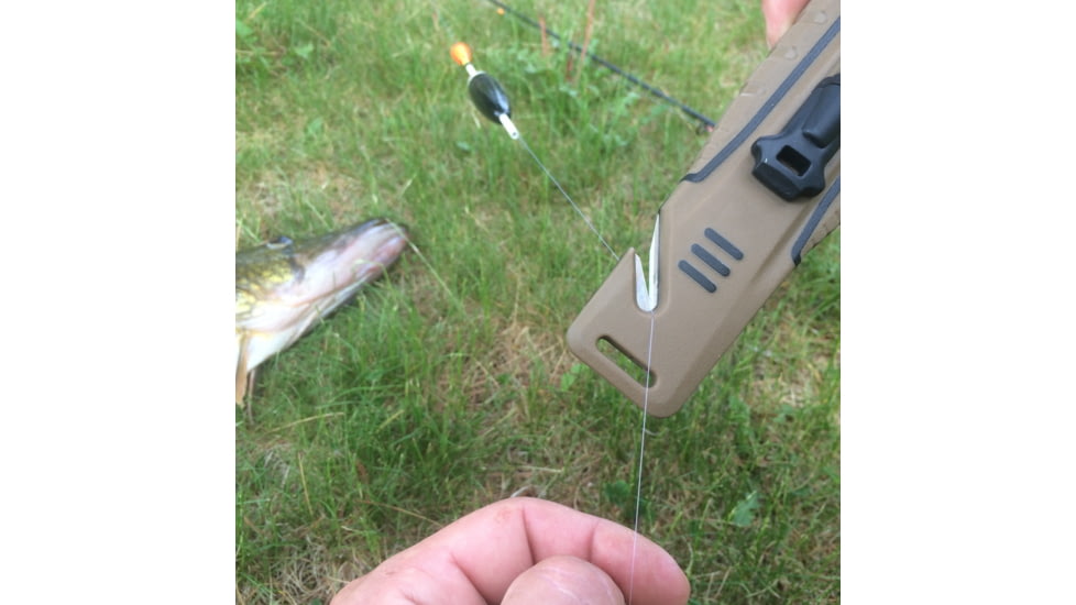 StatGear Surviv-All Outdoor Camping Knife w/ Firestarter &amp; Sharpening Stone, 4.25in, 440 Stainless Steel, Full Tang, Rubber, Brown, 99416