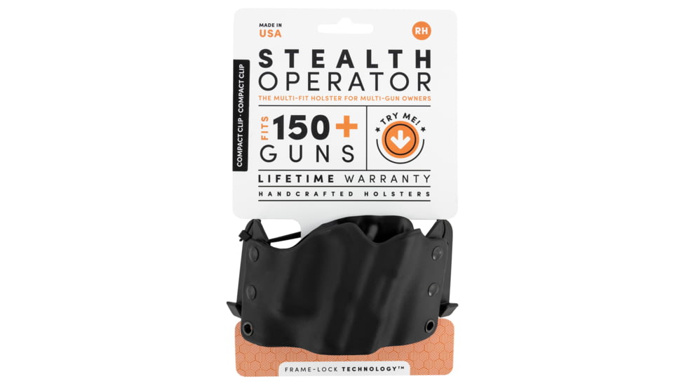 Stealth Operator H60221 Compact Clip Holster Black Polymer OWB Right Hand
