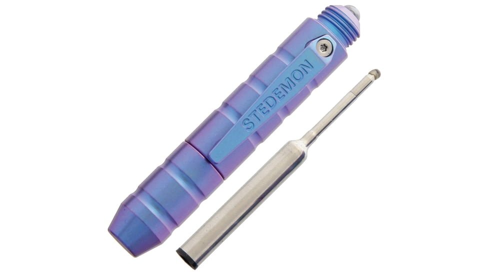 Stedemon EDC Tactical Pen Blue, Edc Tactical Pen, 2.88in Overall, Blasted Finish, Twist Off Cap, Comes With One Additional Standard Black Ink Refill, Titanium Construction, Blue, blue, P01BLU