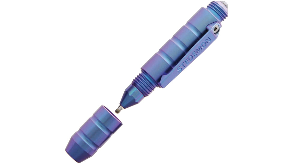Stedemon EDC Tactical Pen Blue, Edc Tactical Pen, 2.88in Overall, Blasted Finish, Twist Off Cap, Comes With One Additional Standard Black Ink Refill, Titanium Construction, Blue, blue, P01BLU