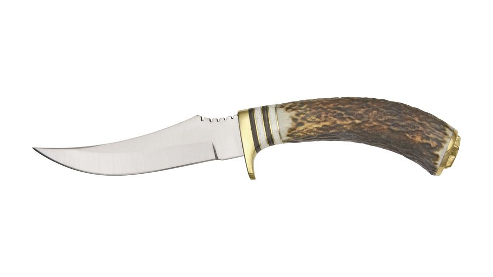 Steel Stag Slim Blade Skinner Fixed Knife, stainless upswept skinner blade, Genuine stag round design handle SS7002