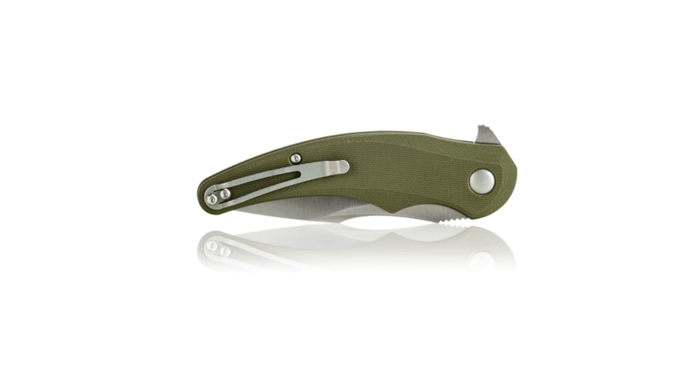 Steel Will Arcturus 3.75in Knife, D2 Steel Blade, G10 Fiberglass Laminate Handle, Silver Blade/Green Handle F55M-02
