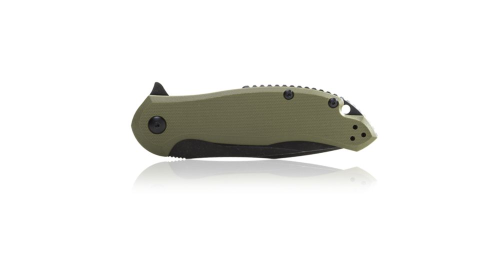 Steel Will Lanner Folding Knife, 3.75in D2 Steel Blade, Black Coated, Green Handle F35-33