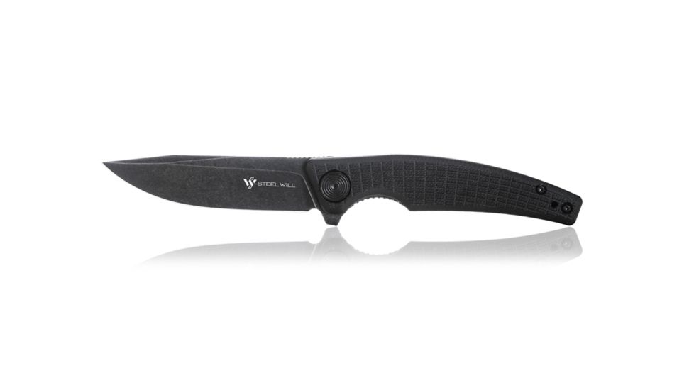 Steel Will Shaula F61-08 Folding Knife, 3.4in, D2 Steel, Black Blade, Black, G10 Handle, F61-08