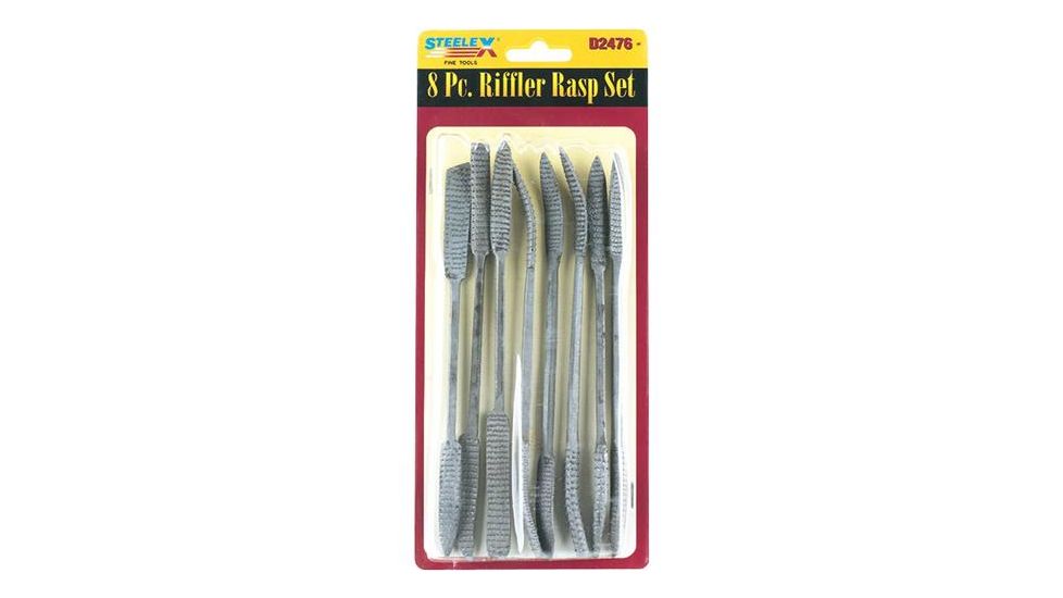 Steelex 8 Pc. Riffler 8 Double-Ended Profiles Rasp Set, Aggressive Tooth Cut D2476