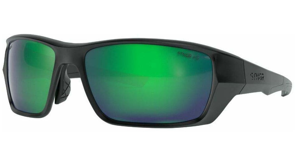 STNGR Alpine Ballistic Sunglasses, Matte Black/Green Mirror, Medium/Large, X7-83OR-ISY5